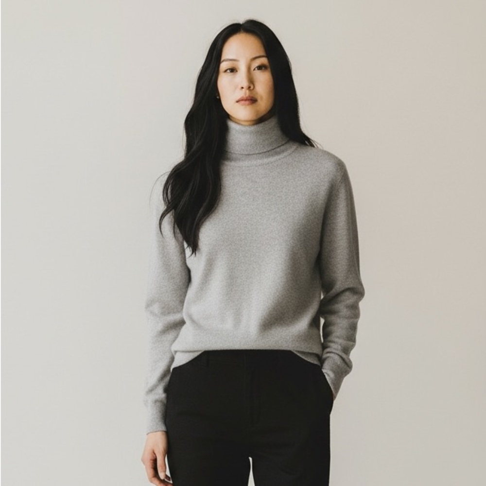 Lauren Ralph Lauren Silk Cashmere Gray Turtleneck Sweater Women’s Size XL